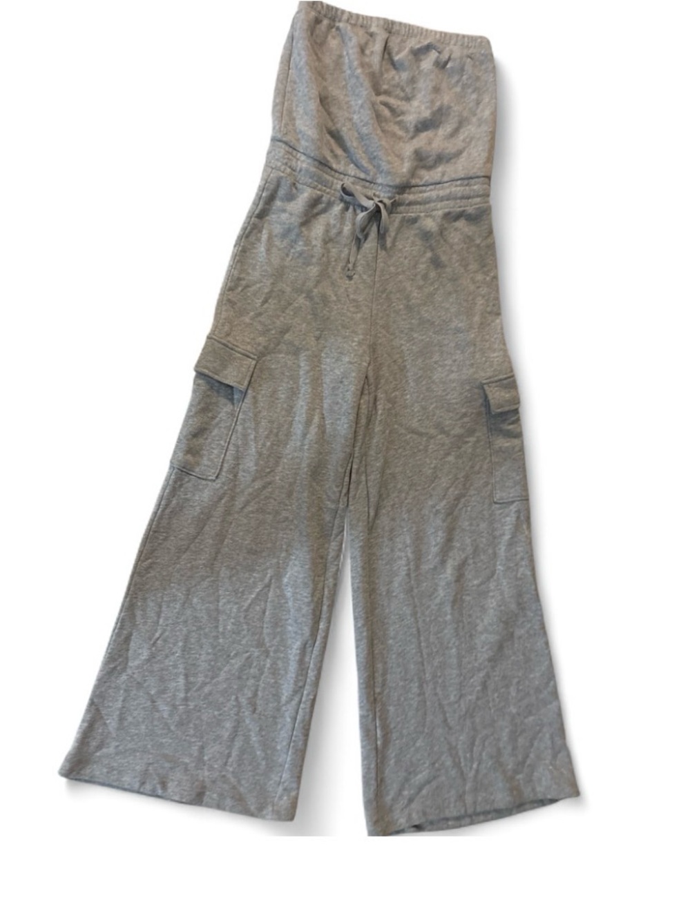 American Eagle Outfitters Gray Wide-Leg Drawstring Jumpsuit